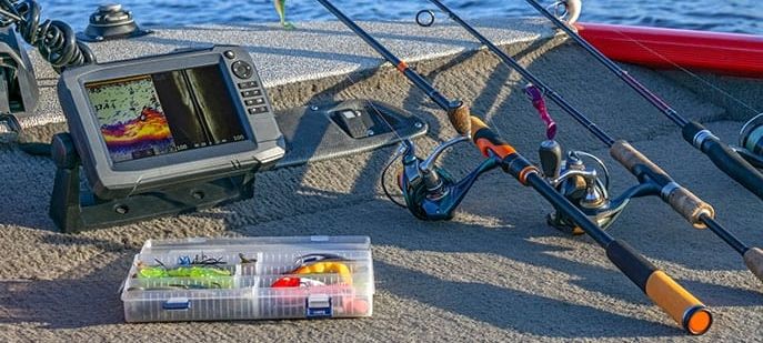 A fishfinder with different fishing rods